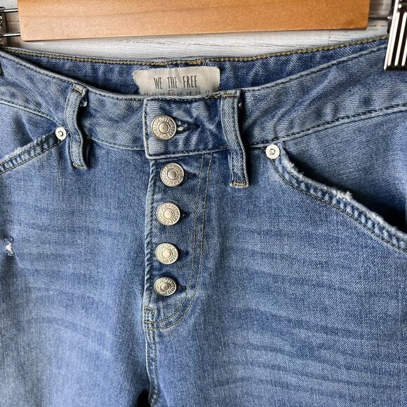 We the Free Jeans Womens Size 27 Light Wash Dylan High Rise Distressed Cropped - Picture 14 of 16
